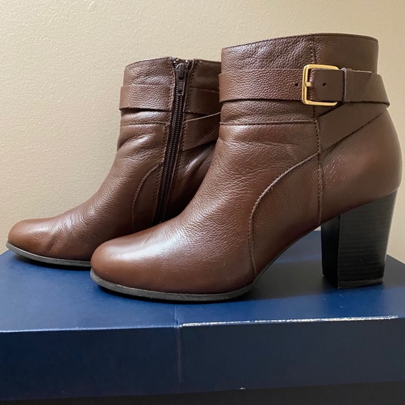 COLE HAAN Leather Ankle Bootie, Brown, 9 - Picture 10 of 16